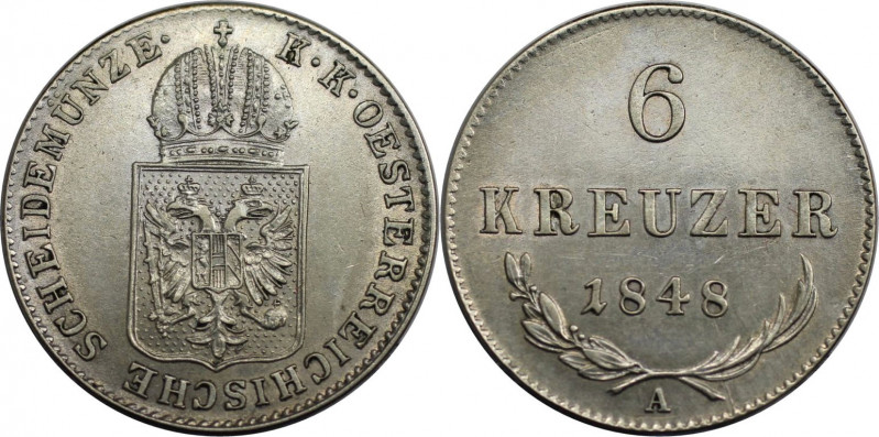 6 Kreuzer 1848 A
RDR – Habsburg – Österreich, KAISERREICH ÖSTERREICH. 6 Kreuzer...