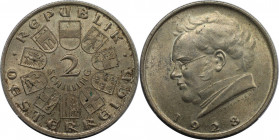 2 Schilling 1928 
RDR – Habsburg – Österreich, REPUBLIK ÖSTERREICH. 100 Jahre Franz Schubert. 2 Schilling 1928. 12,0 g. 0.640 Silber. 0.25 OZ. KM 284...