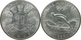 50 Schilling 1964 
RDR – Habsburg – Österreich, REPUBLIK ÖSTERREICH. IX Olympische Winterspiele, Innsbruck. 50 Schilling 1964. 20,0 g. 0.900 Silber. ...