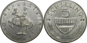 5 Schilling 1966 
RDR – Habsburg – Österreich, REPUBLIK ÖSTERREICH. 5 Schilling 1966. 5,2 g. 0.640 Silber. 0.1 OZ. KM 2889. Fast Stempelglanz