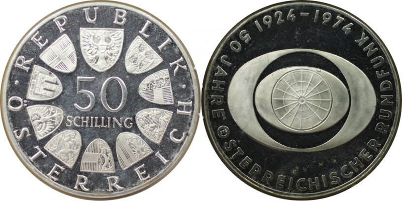 50 Schilling 1974 
RDR – Habsburg – Österreich, REPUBLIK ÖSTERREICH. 50 Jahre Ö...