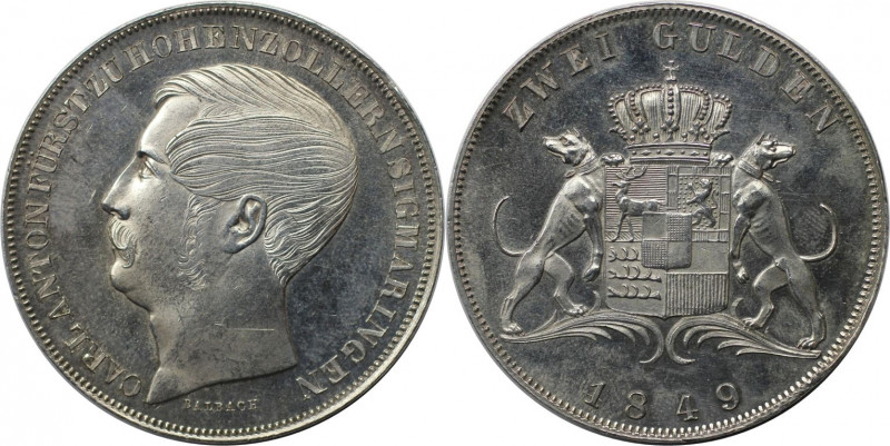 Doppelgulden 1849 
Altdeutsche Münzen und Medaillen, HOHENZOLLERN - SIGMARINGEN...