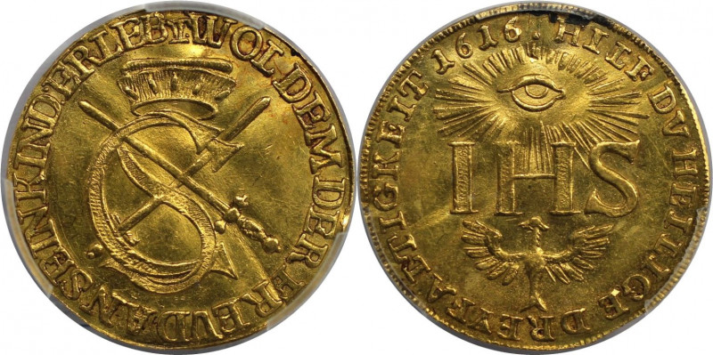 Ducat Restrike 1616 IHS
Altdeutsche Münzen und Medaillen, SACHSEN. Johann Georg...