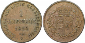 1 Sechsling 1850 TA HL
Altdeutsche Münzen und Medaillen, SCHLESWIG - HOLSTEIN. 1 Sechsling 1850 TA HL. Kupfer. KM 162. Sehr schön-vorzüglich