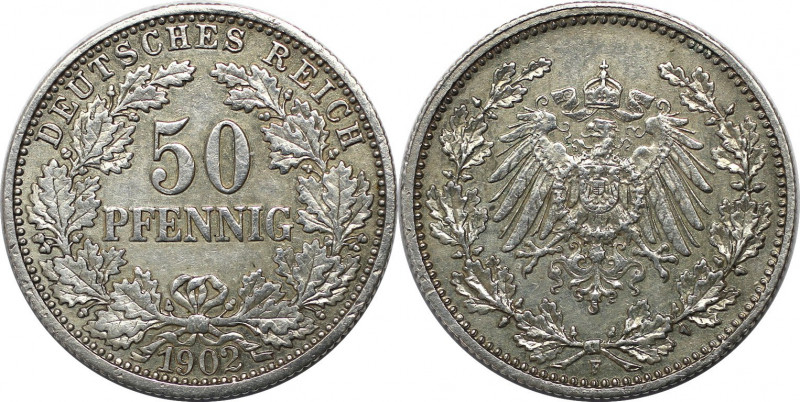 50 Pfennig 1902 F
Deutsche Münzen und Medaillen ab 1871, REICHSKLEINMÜNZEN. 50 ...
