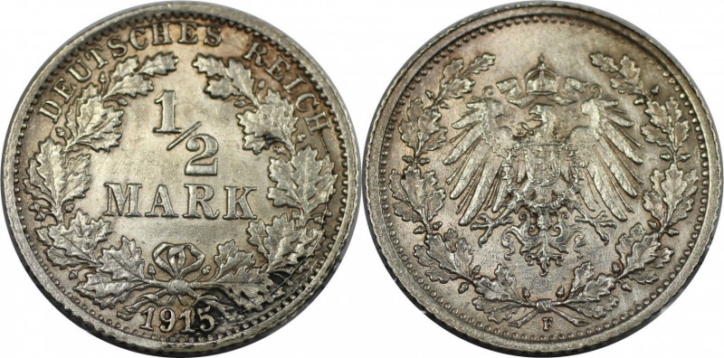 1/2 Reichsmark 1915 F
Deutsche Münzen und Medaillen ab 1871, REICHSKLEINMÜNZEN....