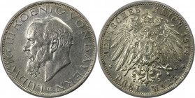 3 Mark 1914 D
Deutsche Münzen und Medaillen ab 1871, REICHSSILBERMÜNZEN. Bayern. Ludwig III. (1913-1918). 3 Mark 1914 D. Silber. Jaeger 52. Vorzüglic...
