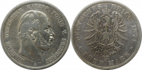 5 Mark 1874 A
Deutsche Münzen und Medaillen ab 1871, REICHSSILBERMÜNZEN, Preußen. Wilhelm I. (1861-1888). 5 Mark 1874 A. Silber. Jaeger 97A. Sehr sch...