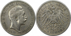 5 Mark 1896 A
Deutsche Münzen und Medaillen ab 1871, REICHSSILBERMÜNZEN, Preußen. Wilhelm II. (1888-1918). 5 Mark 1896 A. Silber. Jaeger 104. Sehr sc...