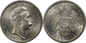 2 Mark 1905 A
Deutsche Münzen und Medaillen ab 1871, REICHSSILBERMÜNZEN, Preußen. Wilhelm II (1888-1918). 2 Mark 1905 A, Silber. Jaeger 102. Stempelg...