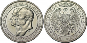 3 Mark 1911 A
Deutsche Münzen und Medaillen ab 1871, REICHSSILBERMÜNZEN, Preußen. Wilhelm II. (1888-1918). 3 Mark 1911 A, Universität Breslau Jahrhun...