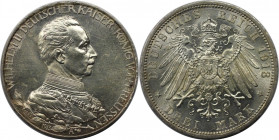 3 Mark 1913 A
Deutsche Münzen und Medaillen ab 1871, REICHSSILBERMÜNZEN, Preußen. Wilhelm II. (1888-1918). 3 Mark 1913 A, 25 jähriges Regierungsjubil...