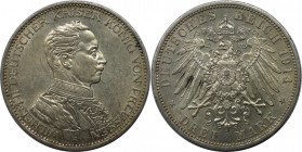 3 Mark 1914 A
Deutsche Münzen und Medaillen ab 1871, REICHSSILBERMÜNZEN, Preußen. Wilhelm II. (1888-1918). 3 Mark 1914 A. Silber. Jaeger 112. Fast St...