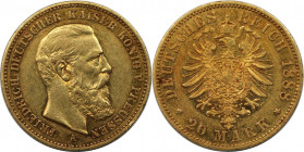 20 Mark 1888 A
Deutsche Münzen und Medaillen ab 1871, REICHSGOLDMÜNZEN, Preußen. Friedrich III. (1888-1888). 20 Mark 1888 A. Gold. 7,92 g. Vorzüglich...