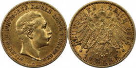 10 Mark 1904 A
Deutsche Münzen und Medaillen ab 1871, REICHSGOLDMÜNZEN, Preußen. Wilhelm II. (1888-1918). 10 Mark 1904 A. Gold. 3,98 g. Vorzüglich-st...