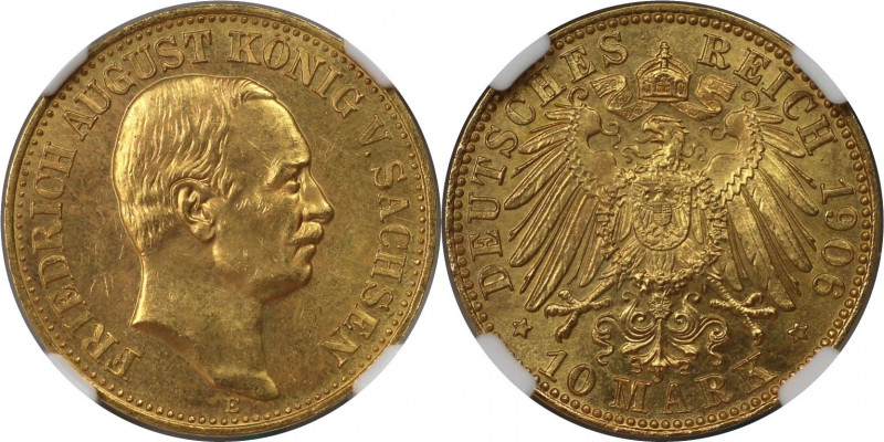 10 Mark 1906 E
Deutsche Münzen und Medaillen ab 1871, REICHSGOLDMÜNZEN, Sachsen...