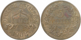 5 Heller 1908 J
Deutsche Münzen und Medaillen ab 1871, DEUTSCHE KOLONIEN. Deutsch Ostafrika. 5 Heller 1908 J. Jaeger 717. Vorzüglich
