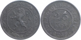 25 Centimes 1915 
Deutsche Münzen und Medaillen ab 1871, DEUTSCHE NEBENGEBIETE. Königreich Belgien (1914-1918). 25 Centimes 1915. Zink. Jaeger 610. V...