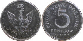 5 Fenigow 1917 F
Deutsche Münzen und Medaillen ab 1871, DEUTSCHE NEBENGEBIETE. Geplantes Königreich Polen (1916-1918). 5 Fenigow 1917 F. Jaeger 605. ...