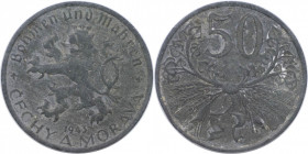 50 Heller 1943 
Deutsche Münzen und Medaillen ab 1871, DEUTSCHE NEBENGEBIETE. Protektorat Böhmen und Mähren. 50 Heller 1943. Jaeger 622. Vorzüglich...
