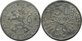 50 Heller 1940 
Deutsche Münzen und Medaillen ab 1871, DEUTSCHE NEBENGEBIETE. Protektorat Böhmen und Mähren. 50 Heller 1940. Zink. KM 3, Jaeger 622. ...