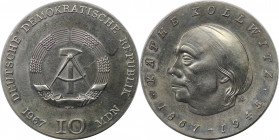 10 Mark 1967 
Deutsche Münzen und Medaillen ab 1945, Deutsche Demokratische Republik bis 1990. 10 Mark 1967, Zur 100. Geburtstag von Käthe Kollwitz. ...