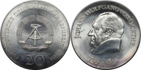 20 Mark 1969 A
Deutsche Münzen und Medaillen ab 1945, Deutsche Demokratische Republik bis 1990. 20 Mark 1969 A, Zum 220. Geburtstag von Johann Wolfga...