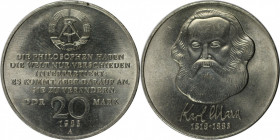 20 Mark 1983 A
Deutsche Münzen und Medaillen ab 1945, Deutsche Demokratische Republik bis 1990. Karl Marx (1818-1883). 20 Mark 1983 A, Kupfer-Nickel....