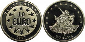 10 Euro 1997 
Deutsche Münzen und Medaillen ab 1945, BUNDESREPUBLIK DEUTSCHLAND. EUROPA MIT STIER. 10 Euro 1997. Kupfer-Nickel. Polierte Platte