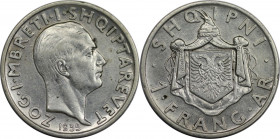 1 Frang Ar 1935 R
Europäische Münzen und Medaillen, Albanien / Albania. Zog I. 1 Frang Ar 1935 R. Silber. KM 16. Vorzüglich-stempelglanz