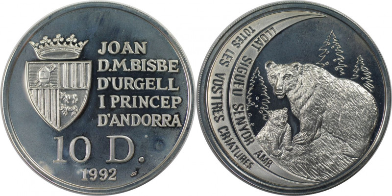 10 Diners 1992 
Europäische Münzen und Medaillen, Andorra. Braunbär. 10 Diners ...