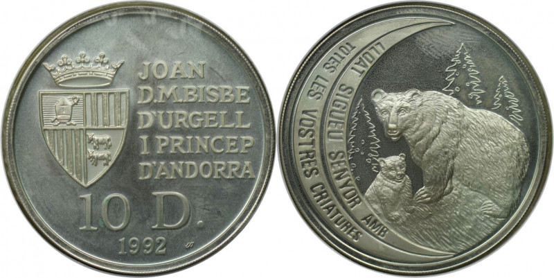 10 Diners 1992 
Europäische Münzen und Medaillen, Andorra. Braunbär. 10 Diners ...