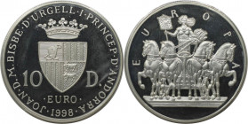 10 Diners 1998 
Europäische Münzen und Medaillen, Andorra. Europa. 10 Diners 1998. 31,47 g. 0.925 Silber. 0.94 OZ. KM 151. Polierte Platte