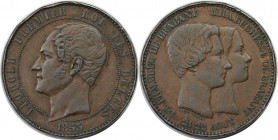 10 Centimes 1853 
Europäische Münzen und Medaillen, Belgien / Belgium. Leopold I. (1831-1865). 10 Centimes 1853, auf die Hochzeit des Thronfolgers. K...