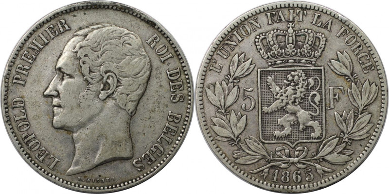 5 Francs 1865 
Europäische Münzen und Medaillen, Belgien / Belgium. Leopold I. ...