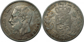 5 Francs 1868 
Europäische Münzen und Medaillen, Belgien / Belgium. Leopold II. (1865-1909). 5 Francs 1868. Silber. KM 24. Sehr schön-vorzüglich