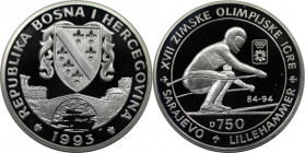 750 Dinara 1993 
Europäische Münzen und Medaillen, Bosnien und Herzegowina / Bosnia and Herzegovina. Olympics. 750 Dinara 1993. 28,28 g. 0.925 Silber...