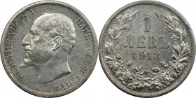 1 Lew 1913 
Europäische Münzen und Medaillen, Bulgarien / Bulgaria. Ferdinand I. 1 Lew 1913. Silber. KM 31. Vorzüglich