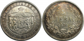 5 Lewa 1884 
Europäische Münzen und Medaillen, Bulgarien / Bulgaria. Alexander I. 5 Lewa 1884. Silber. KM 7. Sehr schön. Patina
