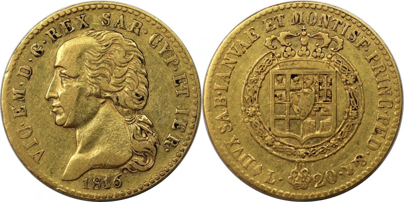 20 Lire 1816 
Europäische Münzen und Medaillen, Italien / Italy. Savoyen / Sard...