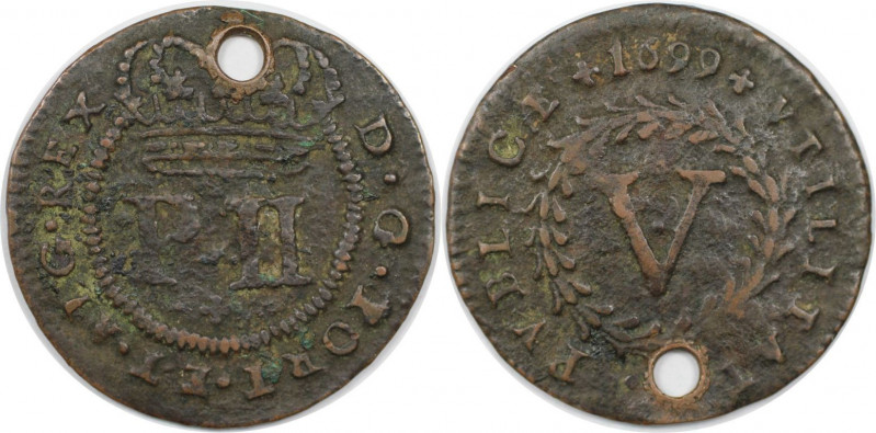 5 Reis 1699 
Europäische Münzen und Medaillen, Portugal. Peter II. 5 Reis 1699....