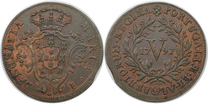 5 Reis 1797 
Europäische Münzen und Medaillen, Portugal. Maria I. 5 Reis 1797. ...