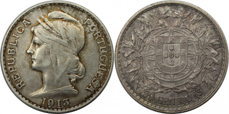 50 Centavos 1913 
Europäische Münzen und Medaillen, Portugal. 50 Centavos 1913....