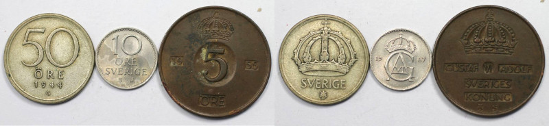 Lot von 3 Münzen 1944 - 1967 
Europäische Münzen und Medaillen, Schweden / Swed...