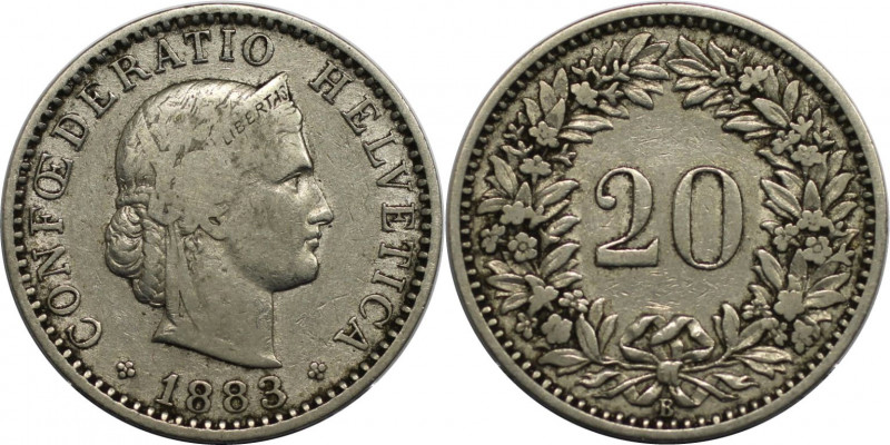 20 Rappen 1883 B
Europäische Münzen und Medaillen, Schweiz / Switzerland. Eidge...