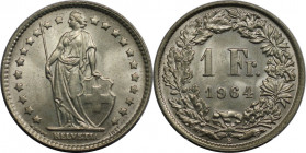 1 Franken 1964 B
Europäische Münzen und Medaillen, Schweiz / Switzerland. Helvetia. 1 Franken 1964 B. 5,0 g. 0.835 Silber. 0.13 OZ. KM 24. Stempelgla...