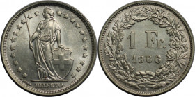 1 Franken 1966 B
Europäische Münzen und Medaillen, Schweiz / Switzerland. Helvetia. 1 Franken 1966 B. 5,0 g. 0.835 Silber. 0.13 OZ. KM 24. Stempelgla...