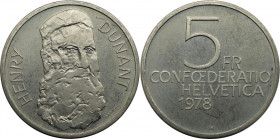 5 Franken 1978 
Europäische Münzen und Medaillen, Schweiz / Switzerland. 150. Geburtstag von Henry Dunant. 5 Franken 1978. Kupfer-Nickel. KM 56. Stem...