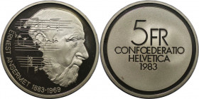 5 Franken 1983 
Europäische Münzen und Medaillen, Schweiz / Switzerland. 100. Geburtstag von Ernest Ansermet. 5 Franken 1983. Kupfer-Nickel. KM 62. P...