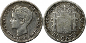 50 Centimos 1900 SM - V
Europäische Münzen und Medaillen, Spanien / Spain. Alfonso XIII. 50 Centimos 1900 SM - V. Silber. KM 705. Sehr schön